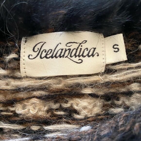 Icelandica Wool Fair Isle Feather Trimmed Sweater Size Small - Picture 4 of 6